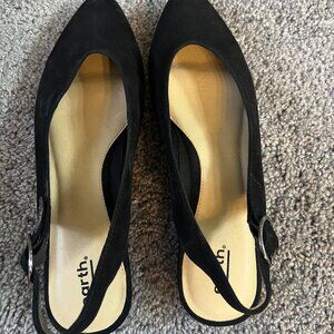 Earth Women's Black Suede Slingback Flats Size 11M